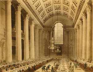 
	
		John Bluck, British act.1791-1832- Egyptian Hall, Mansion House, after Pugin and...