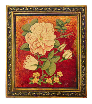 
	
		A Qajar lacquer papier mache mirror case, Iran, signed Muhammed 'Ali, dated 1901 (?), of...