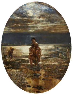
	
		Alfred Joseph Woolmer RBA, 
		British 1805-1892- 
		 
		Evening on the Coast;...
