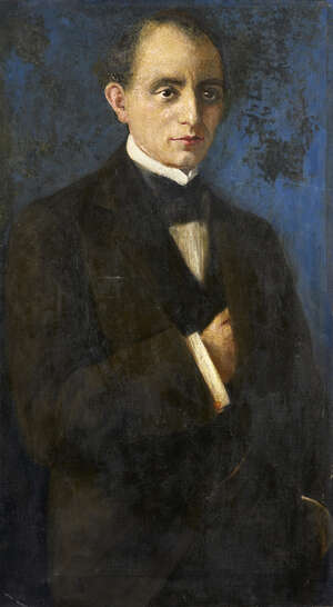 
	
		British School, late 19th/early 20th century- Portrait of a gentleman standing...