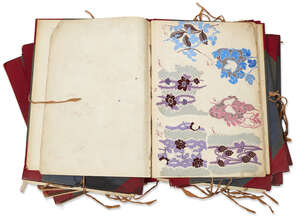 
	
		A collection of nine French textile design pattern books, late 19th/early 20th century, 