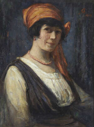 
	
		Charles Haslewood Shannon RA, 
		 
		British 1863-1937- 
		 
		Bust portrait of Lady...