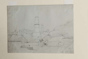 
	
		William Callow RWS, 
		British 1812-1908- 
		 
		The Lighthouse, Marseille;
		 
		