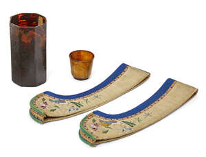 
	
		A Chinese turned horn cup, 18th century, of slightly tapered form with short straight...