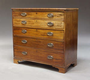 
	
		A Victorian mahogany secretaire chest, the rectangular top above secretaire drawer...