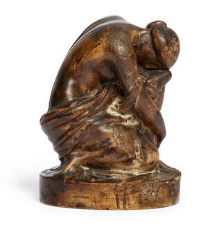
	
		An English plaster maquette of a kneeling lady, mid-19th century, in the manner of John...