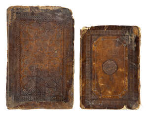 
	
		Two Mamluk book bindings, Egypt or Syria, 14th-15th century, each of rectangular form,...