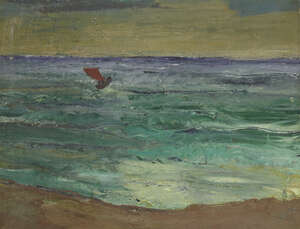 
	
		Victor Georg Kuhnel, 
		Danish 1889-1971 - 
		 
		Seascape with sailboat in the waves,...