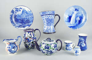 
	
		A Group of Blue and White Doulton comprising: a Blue Children series miniature vase and...