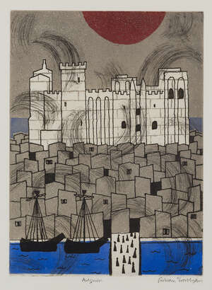
	
		Julian Trevelyan RA,
		British 1910-1988-
		 
		Avignon, 1972;
		 
		etching with...