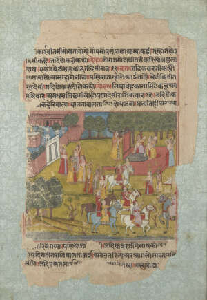 
	
		An illustrated folio from a manuscript, Rajasthan, India, circa 1870, opaque pigments on...