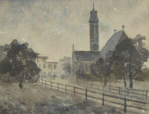
	
		Elwin Hawthorne, 
		British 1905-1954 -  
		 
		St Mark's Church, Victoria Park, 1929;...