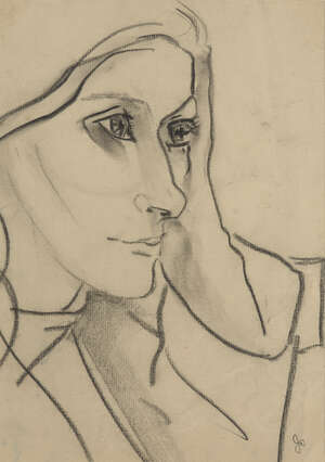 
	
		Jean Shepeard, 
		British 1904-1989 - 
		Jean Marsh; 
		 
		charcoal on paper,...