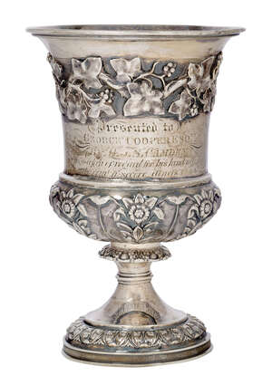 
	
		A Georgian silver presentation goblet, London, c.1822, Rebecca Emes & Edward Barnard I, 