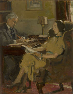 Berthe Noufflard, 
		French 1886-1971- 
		 
		Edgar and Charlotte; 
		 
		oil on board, signed and dated 'Berthe Noufflard 1937' lower right, 41