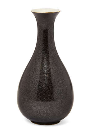 
	
		A Chinese porcelain monochrome vase, 19th century, covered in a silver-speckled black...