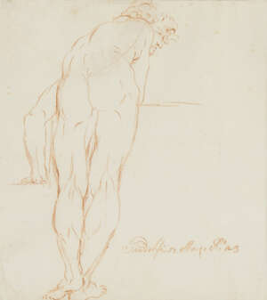 
	
		Circle of Mauro Gandolfi, 
		Italian 1764-1834- 
		
		Study of a male nude; 
		
		red...