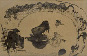 
	
		Charles Marcon, 
		French 1920-2019- 
		The Bull Fight, 1965; 
		black felt tip pen and...