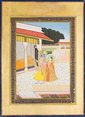 
	
		An illustration to a Ragamala, Malwa Ragini, Jaipur, India, late 19th-early 20th century,...