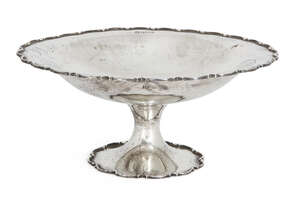 
	
		A George V silver tazza dish, Birmingham, 1928, William Hutton and Sons, of shaped...