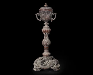 An intricately carved ornamental lidded urn,&nbsp;Gujarat, India, 19th century,&nbsp;
Possibly from a...