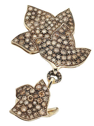 
	
		A diamond 'Hera' leaf ring, by H Stern, of triple leaf design with circular-cut brown...
