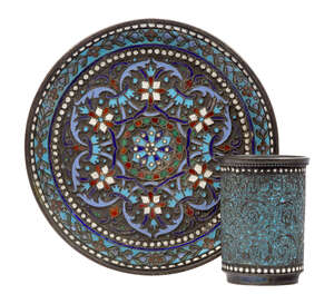 
	
		A Russian silver enamelled beaker, (probably) Aleksander Vladislavovich Skovronsky,...