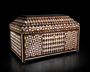 A mother of pearl, tortoise shell inlaid casket,&nbsp;Ottoman Turkey or provinces, 18th/19th...
