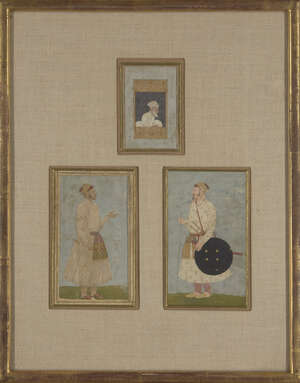 Three portraits of the Mughal Emperor Aurangzeb (1658-1707), Mughal India, circa 1700, opaque...