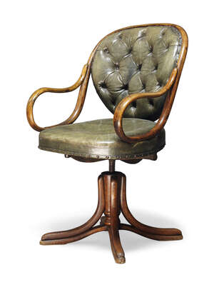 
	
		Thonet, a model 'number 1' (later '5831') swivel armchair,
		c.1910, stamped 'Thonet' to...