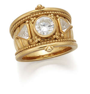 
	
		Theo Fennell, an 18ct gold, diamond ring, by Theo Fennell, collet set with a...