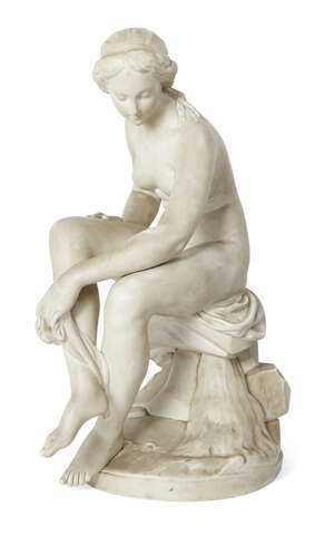 After Étienne Maurice Falconet, French, 1716-1791, a 19th century Parian figure of a nude woman...