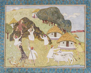 
	
		Shankar B. Palsikar, 1917-1984, Indian Games, gouache on paper, the mount with decorated...