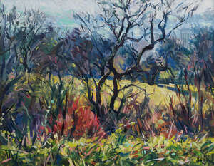 
	
		Trevor Halliday, British b.1939- Early Spring Day Near Toy's Hill Kent; oil on canvas,...