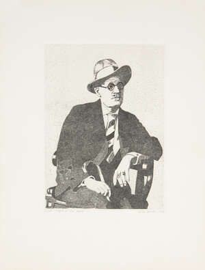
	
		Sir Peter Blake CBE RDI RA, 
		British b.1932- 
		 
		James Joyce in Paris 1983-1984; 
		