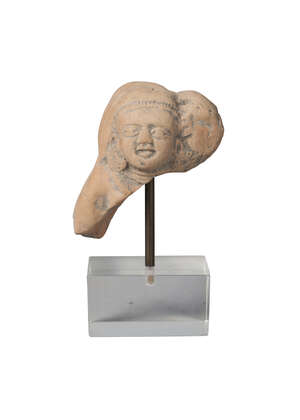 
	
		An Indian terracotta fragment, Shunga period, 3rd-2nd century BCE, modelled the head of a...