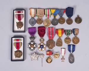 
	
		A group of world medals,  including: four Belgian medals comprising: badge for the Order...