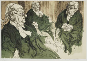 
	
		Feliks Topolski RA, 
		Polish/British 1907-1989- 
		 
		Three Court of Appeal Judges,...