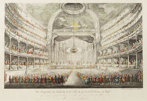 
	
		Vue perspective de la Mechanique et Construction d'Un interieur de theatre, a French...