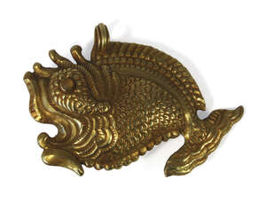 
	
		A large Thai gold pendant, 19th century, modelled as a fish, with paste set eyes, 7cm x...