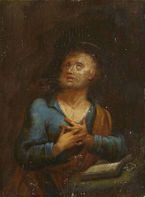 
	
		Follower of Pier Francesco Mola, 
		Italian 1612-1666- 
		 
		St Peter in Penitence;...