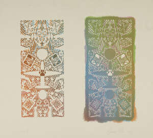 
	
		Bernard Cohen, British b.1933- 
		 
		 
		The trace; and The party 1981; 
		 
		coloured...