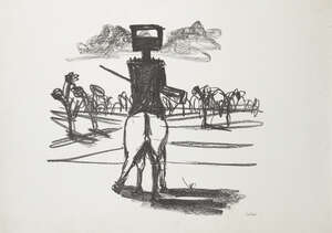 
	
		Sir Sidney Nolan OM AC CBE, 
		Australian 1917-1992-
		 
		Ned Kelly;
		 
		