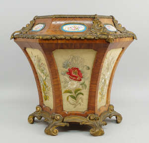 
	
		A French kingwood and gilt bronze mounted jardiniere stand, 19th century, decorated to...