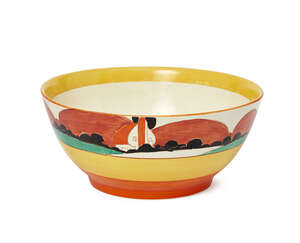 
	
		Clarice Cliff (1899-1972), a 'Farmhouse' pattern earthenware bowl
		Early 1930s, printed...
