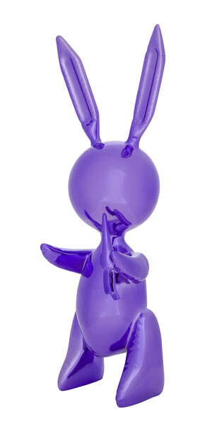 
	
		After Jeff Koons, 
		American b.1955- 
		 
		Rabbit (Purple); 
		 
		zinc alloy...