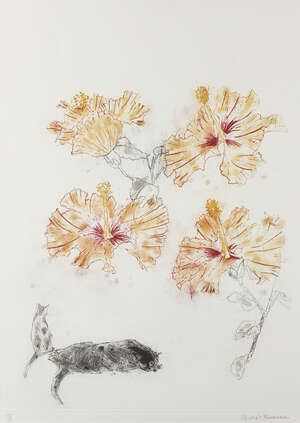 
	
		Dame Elizabeth Blackadder DBE RA RSA, 
		Scottish b.1931- 
		 
		Hibiscus & Cats, 1985;...