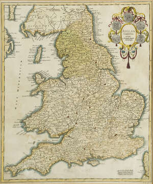 Johann Christoph Weigel the Elder, 
		German 1654-1725- 
		 
		Anglia Cambdeni; Scotia Cambdeni et Sibbaldi; 
		 
		hand-coloured engraved maps on laid 