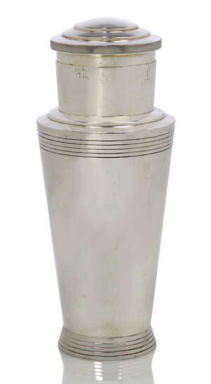
	
		Keith Murray ( 1892-1981), an Art Deco silver plated Cocktail Shaker  made by Mappin &...