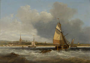 
	
		John Wilson Carmichael, 
		 
		British 1800-1868- 
		 
		Two views on the Humber:...